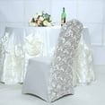 thumbnail image 4 of Balsa Circle 10 Silver Satin Raised Roses Spandex Stretchable Banquet Solid Chair Covers Slipcovers, 4 of 8