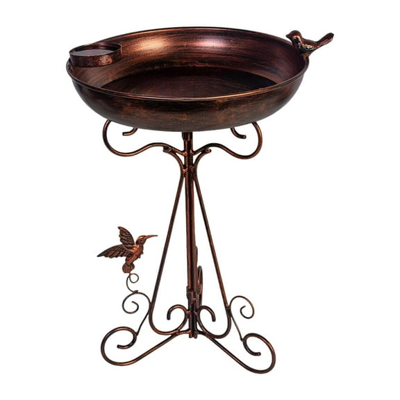 Birdbath Pedestal Feeder Flat Bottom Durable Weather Resistant Metal Outdoor Decor for Patio Yard