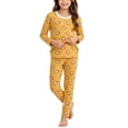 thumbnail image 5 of Girls 2 Piece Pajama Set, Cute Printed Long Sleeve Top and Pants, Soft Kids Sleepwear Loungewear Outfit for Daily Rest and Vacation | Akmoler,Yellow 9-10Years, 5 of 6