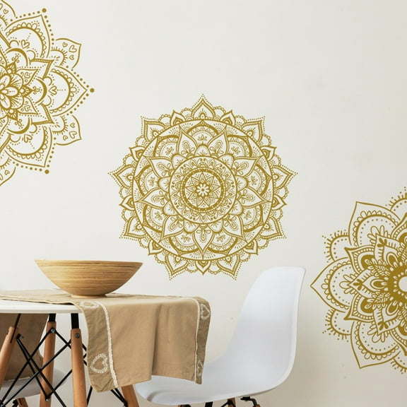 Home Decor 1Set Of Eid Mubarak Wall Stickers Artistic Mandala Lotus Vinyl Wall Sticker for Flat Door Wall Stickers Glass Decals Home Decor