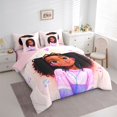 thumbnail image 2 of Castle Fairy Black Cute Girl Twin Bedding 7-Piece,Musical Note Print Bedding Comforter Set,Pink Purple,Grey Reversible, 2 of 7