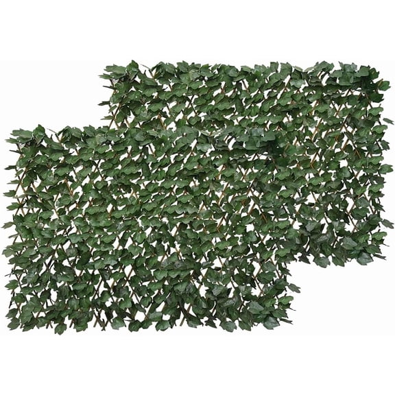 Expandable Faux Ivy Fence Privacy Screen for Patio Outdoor Balcony Bedroom Decor,Artificial Dark Green Maple Leaves Wall Decoration Fencing Panel(Single Sided Leaves)