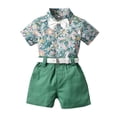 thumbnail image 2 of TUOBARR Set Clothes for Toddler Boy,Baby Boys Gentleman Bow Tie Floral Printed T-Shirt Tops+Shorts Outfits Green 100, 2 of 5