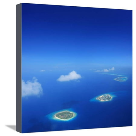 Aerial View of Maldives Islands in Indian Ocean, Shot with a Tilt and Shift Lens Stretched Canvas Print Wall Art By Ljupco (Best Canon Tilt Shift Lens For Architecture)