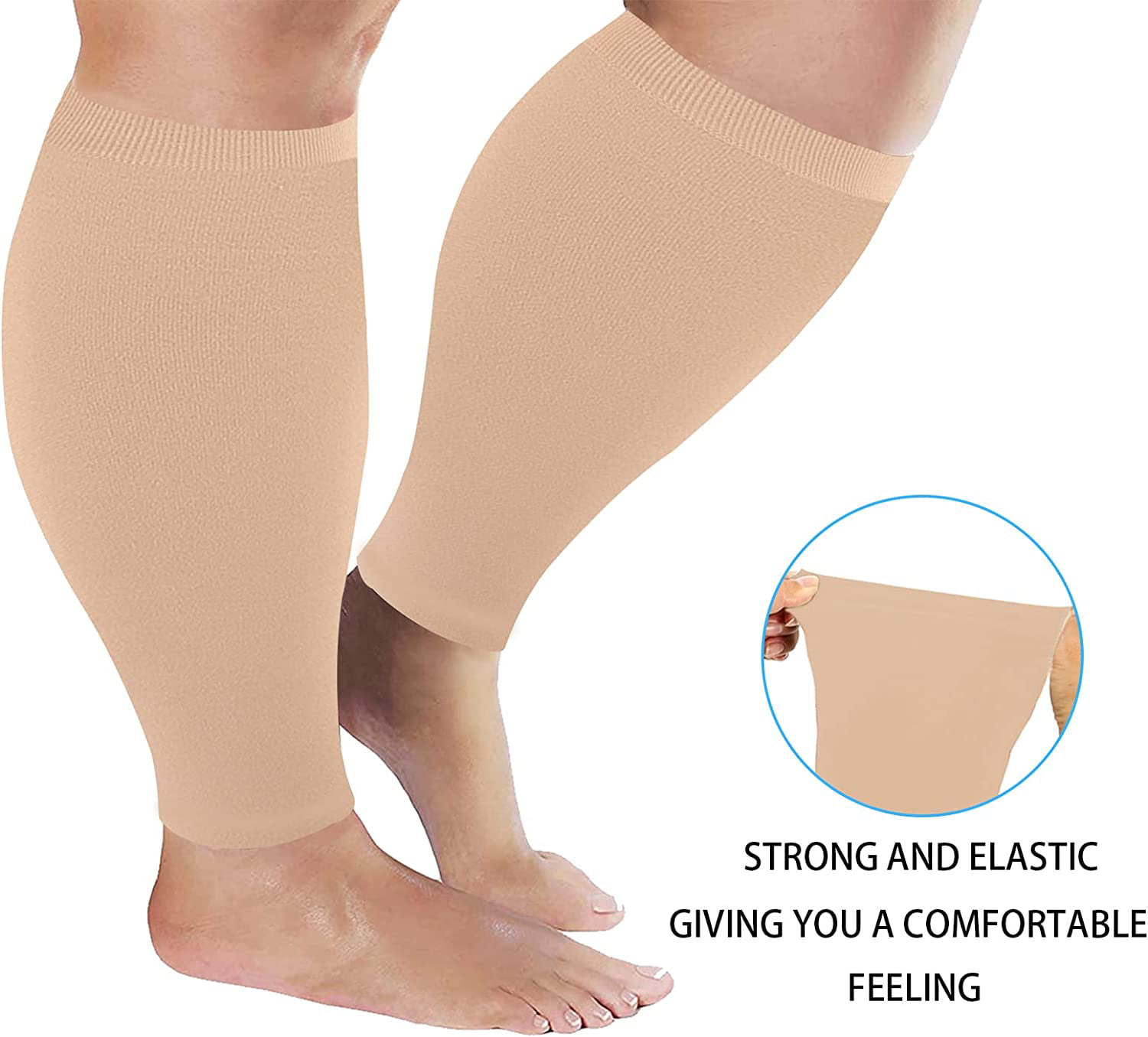 Plus Size Compression Sleeves for Calves Women Wide Calf Compression Legs  Sleeves Men L, Relieve Varicose Veins, Edema, Swelling, Soreness, Shin  splints, for Work, Travel, Sports and Daily Wear 