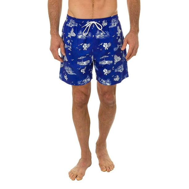 UZZI Uzzi Mens Swimming Shorts Beachwear Boxers Swim Trunks, Blue Aloha, Size 2X Walmart