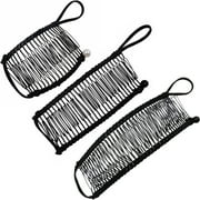 Triani 3 Pieces Adjustable Banana Clip for Thick Curly Women, Elastic Comfy Stretch Combs Make Great Hair Accessories for Kinky, Curly Hair Works for Faux Hawks, Braids & Dreadlocks