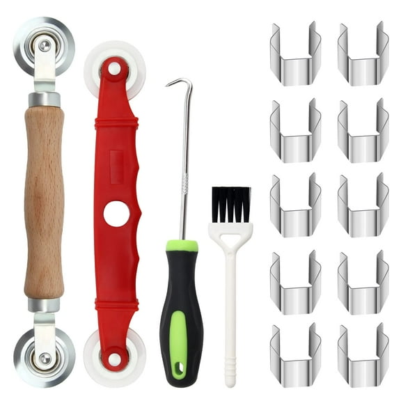 Window Screen Repair Kit Mesh Screen Spline Roller Repair Tools Kit with Screen Installer Clips, Metal and Plastic Spline Fixing Tool Kit for Window Screen