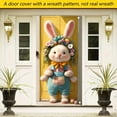 thumbnail image 6 of AURIGATE Easter Bunny Floral Door Cover 35.4×70.8in Nylon Spandex Front Door Decoration for Spring, 6 of 6
