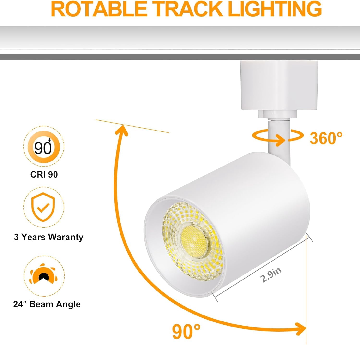 VANoopee 8-Light LED Track Lighting Kit with 6.6FT H Type Track Rails, Dimmable Track Light Heads Bright Ceiling Spotlight Fixture for Kitchen Accent Art, 3000K Warm White, No Flicker 10W 800lm White