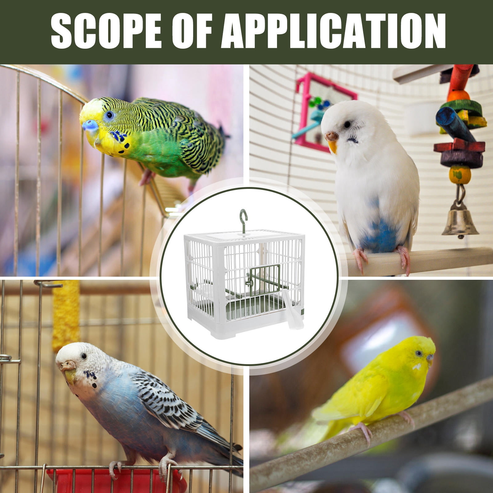 COMPUKAS Foldable Portable Travel Cage with Stand, ABS Material Parakeet Carrier for Birds and Small Pets