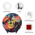 thumbnail image 4 of Balery World Map Guitar Illustration Print Bone China Decorative Plate Ceramic Dinner Plates Art Crafts with Display Stand-10in, 4 of 6