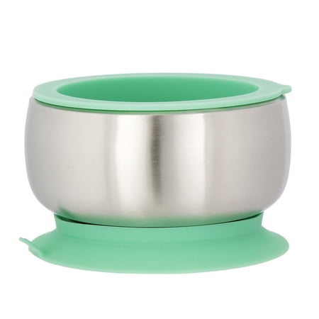 AVANCHY STAINLESS STEEL SUCTION BABY BOWL +AIR TIGHT LID. GREEN