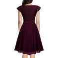 thumbnail image 4 of Hvot&aat Women's Elegant Floral Lace Cocktail Dresses with Satin Belt Cap Sleeve V Neck Mesk Patchwork A-Line Party Swing Dress, 4 of 4