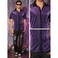 thumbnail image 4 of Unique Bargains Men's Sheer Mesh Shirts See Through Shiny Metallic Shirts L Purple, 4 of 7