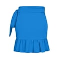 thumbnail image 3 of DORKASM Women's Wrap Skirt Swim Cover-Up with Ruffle Hem - Sarong for Elegance Royal Blue M, 3 of 5