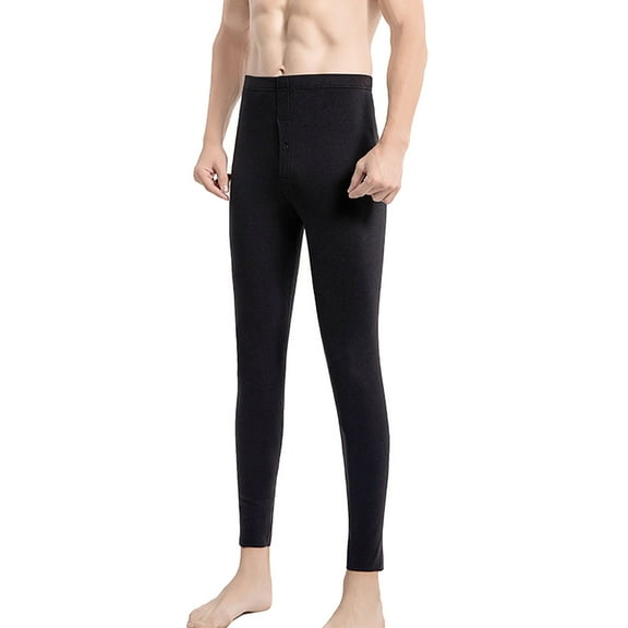 Men's Lightweight Thermal Underwear Bottom Fleece Lined Long Johns Bottom Soft Warm Pants