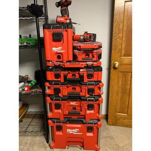 Milwaukee Tool PACKOUT Compact Tool Box, Polypropylene, Black/Red, 16-1/4 in W x 10 in D x 13 in H