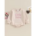 thumbnail image 2 of Bagilaanoe Newborn Baby Girl Boy Oversized Romper Sweatshirt Long Sleeve Bodysuits Letter Embroidery Pullover 3M 6M 12M 18M Infant Casual Tee Tops, 2 of 9