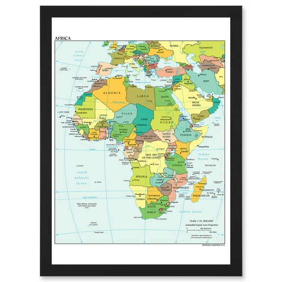 Political Map 2012 Africa African Countries Artwork Framed Wall Art Print A4