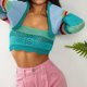 thumbnail image 5 of SAYOO Tops Cortos de Punto para Mujer, Camisa de Patchwork de Punto de Ganchillo de Manga Larga Acampanada con Cordón en la Espalda Streetwear SAYOO  casual, 5 of 8