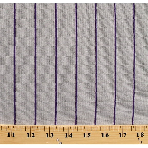 Pinstripe Grey and Purple Athletic Jersey Knit Fabric by the Yard - D331.13