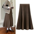 thumbnail image 4 of sunsanly Women Maxi Skirt Elastic High Waist A-Line Long Skirt Solid Color Large Hem Pleated Skirt Work Leisure Skirt Workwear, 4 of 7