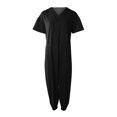 thumbnail image 4 of Kagetolytai Jumpsuit for Women Plus Size Plus Size Womens Casual V Neck Short Sleeve Zipper Overalls with Pockets Wide Long Jumpsuits (S-5XL) Lounge Sets for Women Black L, 4 of 6