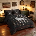 thumbnail image 2 of Manfei Woodland Deer Moose Twin Bedding, Retro US Flag Bedding Comforter Set, Brown Black, Black Reversible 7-Piece, 2 of 6