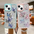 thumbnail image 5 of Compatible with iPhone 15 Plus Butterfly Case Cute Bling Glitter Stars Transparent Clear Design Girly Women Girls Soft TPU Lens Protection Luxury Shockproof Shockproof Cover, Pink, 5 of 7