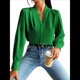thumbnail image 2 of Blusas de Trabajo para Mujer, Blusas de Larga, Blusas de Oficina con Cuello en V, Blusas de para Mujer Verde L, 2 of 10