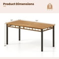 thumbnail image 3 of Costway 63” Outdoor Dining Table with Acacia Wood Slatted Tabletop, 1.97” Umbrella Hole, 3 of 10