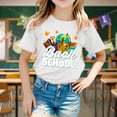 thumbnail image 2 of Gaexia School Clothes Girls Short Sleeve T Shirt Summer Soft Comfortable Back To Kids Tops Cute Patterned Tees (White,6-7 Years), 2 of 5