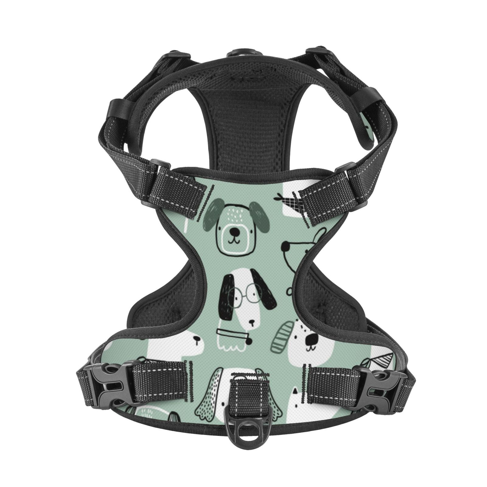 Kdxio Puppy Print No Pull Dog Harness Adjustable Reflective Oxford Easy Control Medium Large Dog Harness for Training and Everyday-Medium