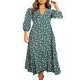 thumbnail image 2 of Robe Maxi pour Femmes à Boutons, Imprimé Floral, Col en V, 2 of 5