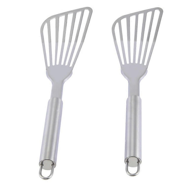 Fish Spatula, 2 Pack Stainless Steel Fish Turner 12.5 Inch Kitchen Cookie Spatula with Brushed Stain