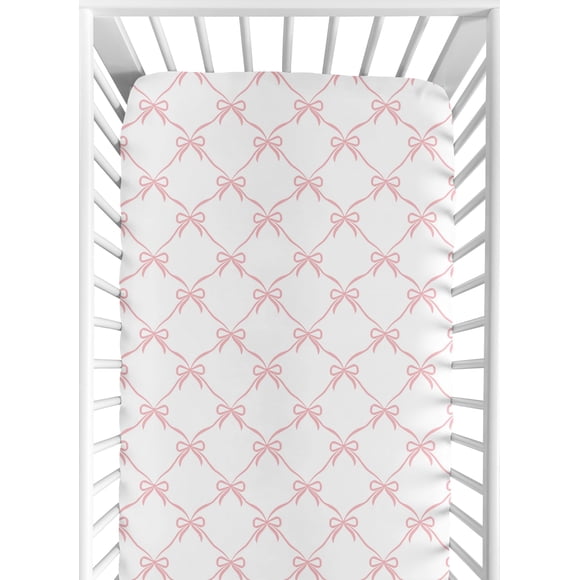 Sábana ajustable para cuna Sweet Jojo Designs Lazos Rosas 132x71 cm