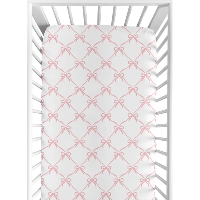 Sábana ajustable para cuna Sweet Jojo Designs Lazos Rosas 132x71 cm