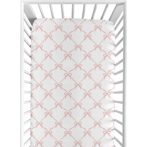 Sábana ajustable para cuna Sweet Jojo Designs Lazos Rosas 132x71 cm