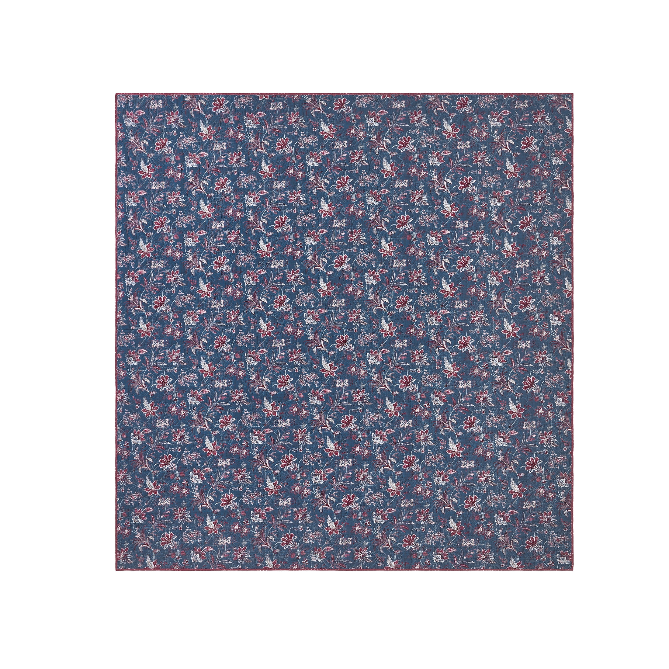 Country Home Queen Quilt Set, 100% Cotton & Reversible, Americana Floral Print, 3-Piece