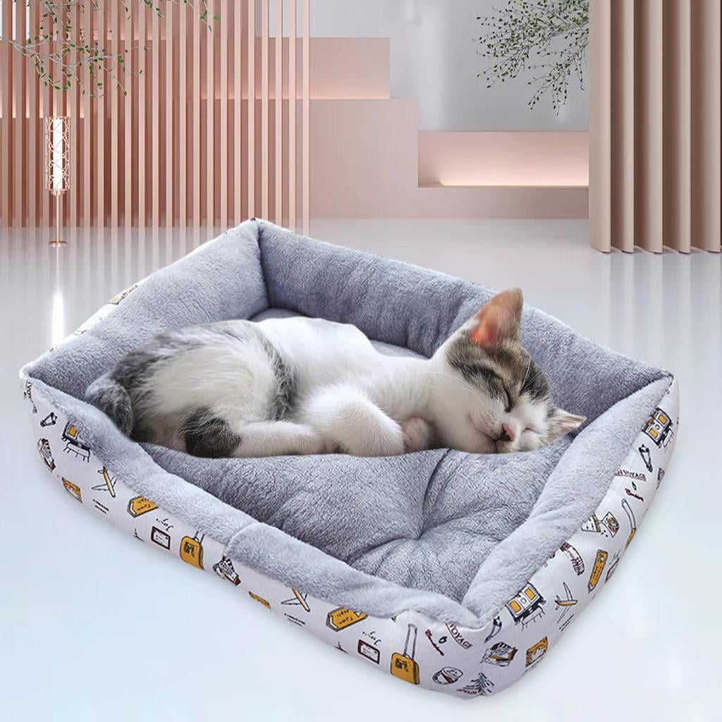 Cat Beds for Indoor Outdoor Small Dog Bed Self Warming Cat Beds Mat Warm Pet Pad Portable Cat Dog Mattress for Medium Small Pets Grey L