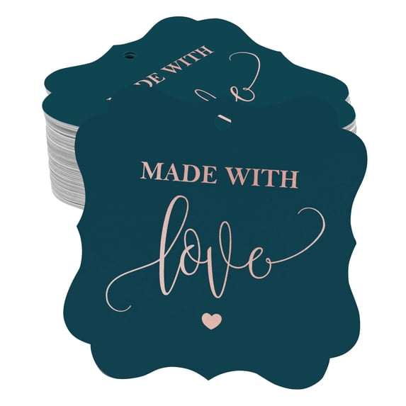 Inkdotpot Made With Love Wedding Bottle Tag Real Rose Gold Foil Favor Bracket Shape Hang Tags Pack Of 50