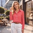 thumbnail image 2 of Womens Striped Button Down Shirts Casual Long Sleeve Collared Blouse Loose Fit Work Office Tops, 2 of 9