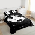 thumbnail image 3 of Homewish Teens Sport Soccer 2pcs Bedding Comforter Set,Graffiti Splash Twin Comforter Sets,Black White Breathable Bedding Set,Lightweight Room Decor,Reversible, 3 of 8
