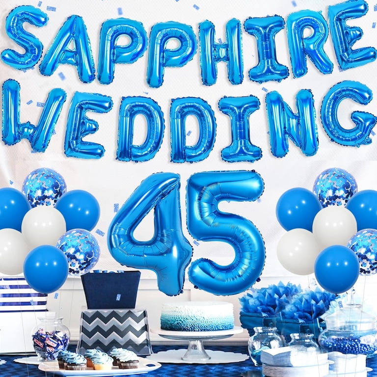 45th Birthday Party Decorations Kit - Purple Theme With Number 45 Balloon, Banner & Confetti Balloons