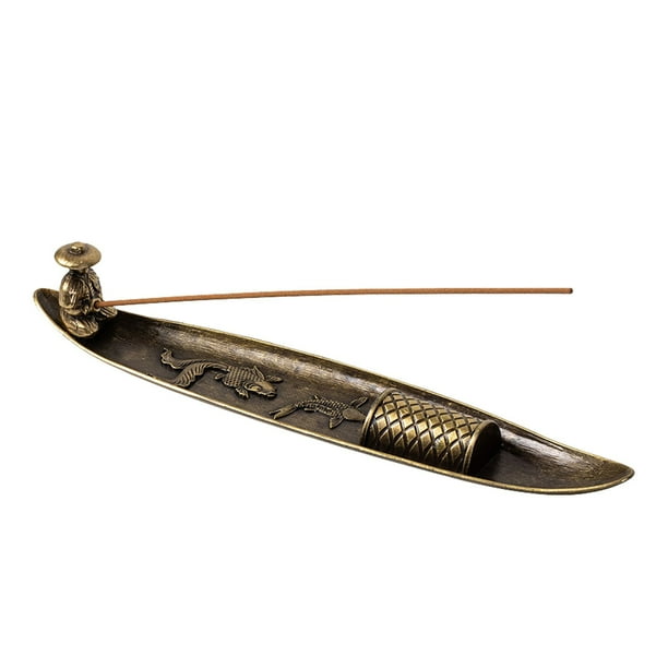 Porta Incienso Barco Pescador Decorativo Quemador de Incienso de Metal Diseño Zen Vintage para Aromaterapia y Meditación