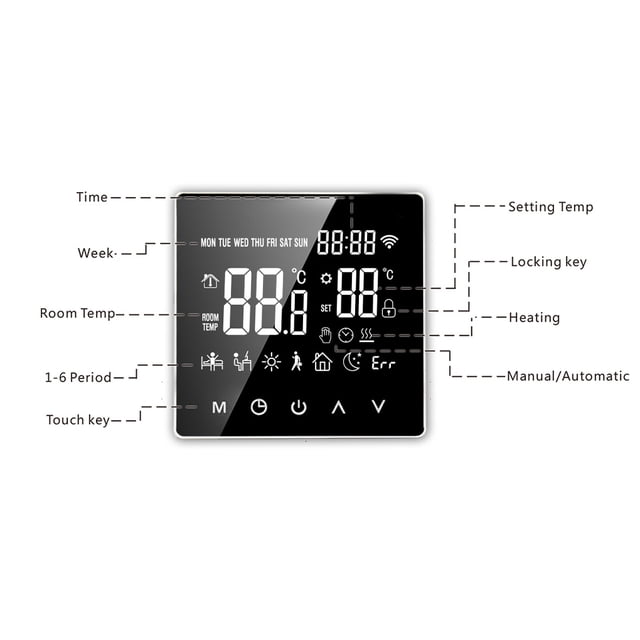 Smart Thermostat WiFi LCD Display Temperature Controller Wireless control temperature controller; LCD Remote Control Thermostat, 16A, WiFi