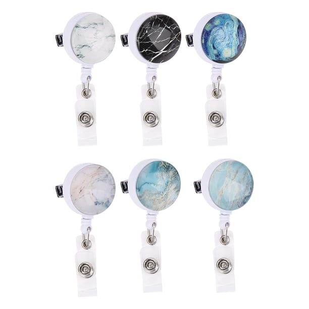 6 porta credenciales retráctiles con clip para carrete de credencial, ideal para médicos y enfermeras.