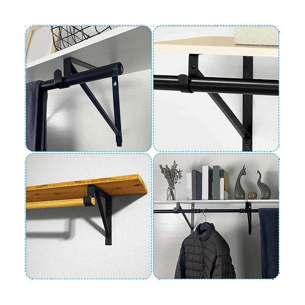4PCS Heavy Duty Black Closet Rod Brackets and Closet Decor Wall Mount Closet Pole Supports Bracket Hook Walmart