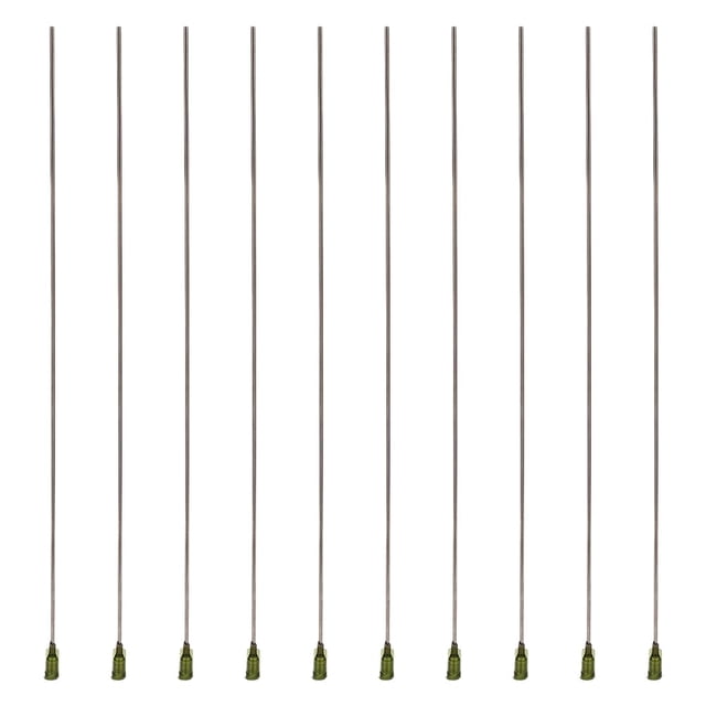 10 agujas dispensadoras de punta roma de 29,7 cm (11,69 pulgadas), agujas largas de acero inoxidable de calibre 18 con cierre Luer para dispensar pegamento adhesivo, trabajos manuales.